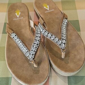 Volatile Graceful Rhinestone Bling Glitter Sole Flip Flops 9M